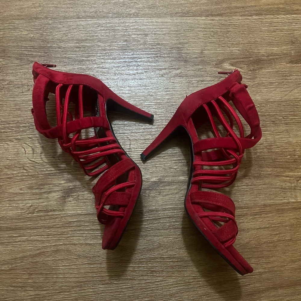 Elegant Red Women's Strappy Heels